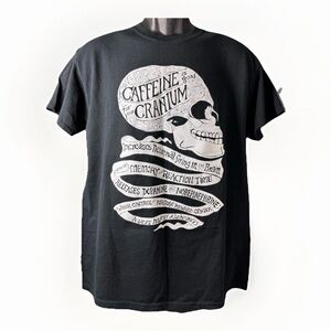 Caffeine Is Good For Your Cranium Skull T-Shirt Green Salmon Coffee Black Mens M